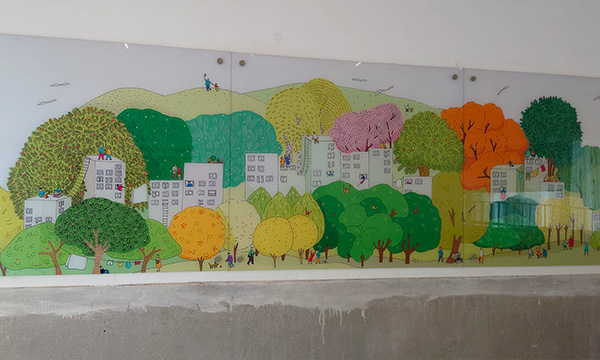 "So Uk Backyard" artist used this painting to help people understand the symbiosis of people and trees in So Uk Estate.